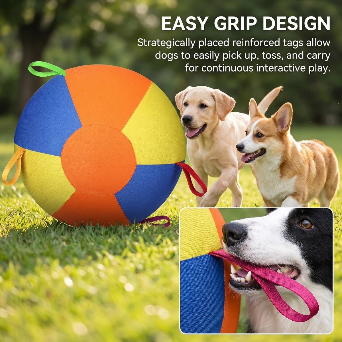 Inflatable Dog Ball with Handle Cover & Pump 18in U127