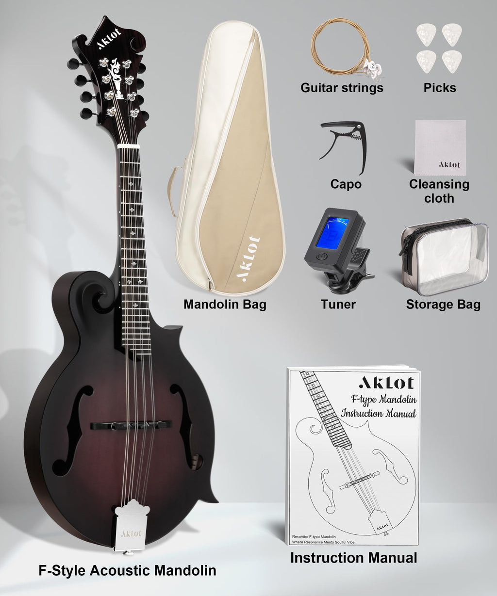 Hand-Carved Mahogany Acoustic Mandolin with Padded Bag R306346