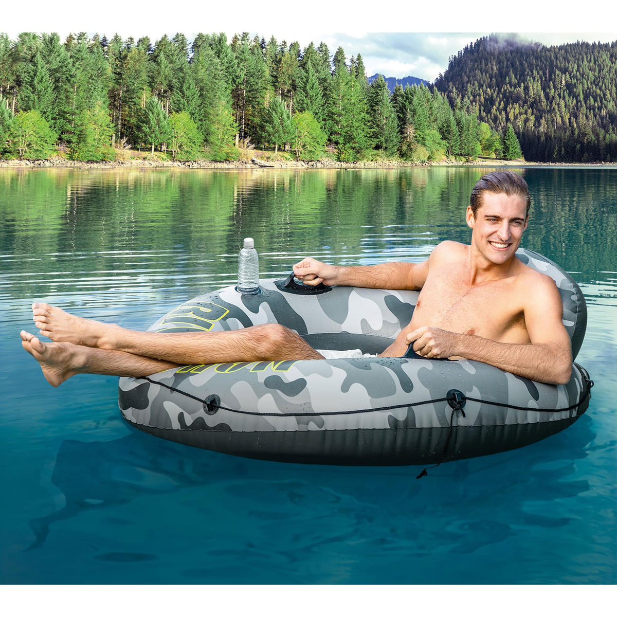 Inflatable Floating Water Tube Raft with Cup Holders, 4 Pack B82499