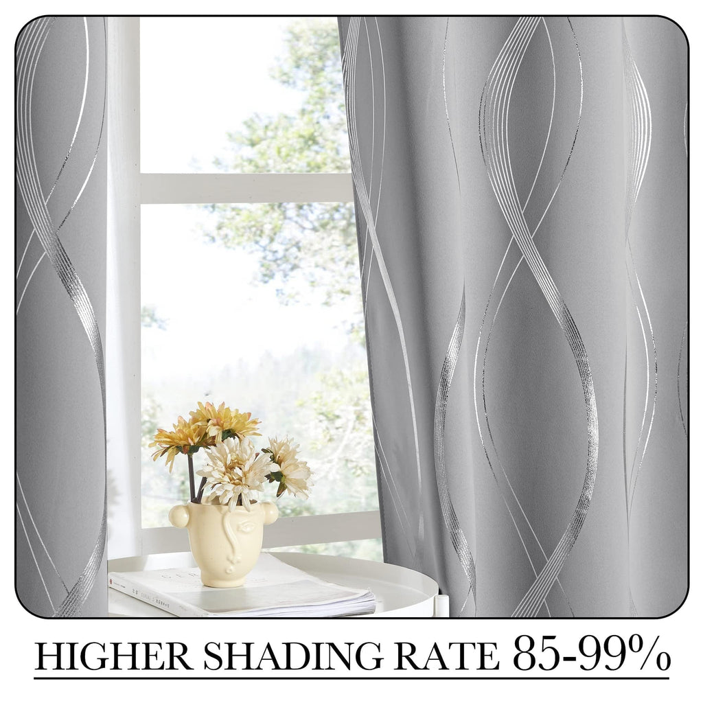 Silver Grey Pattern Curtains 52 x 84 Inch S987675