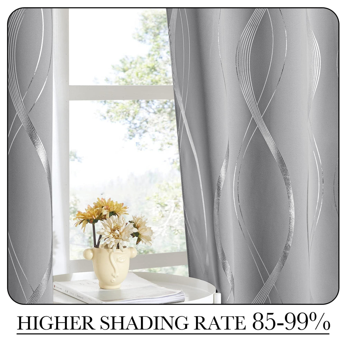 Silver Grey Pattern Curtains 52 x 84 Inch S987675