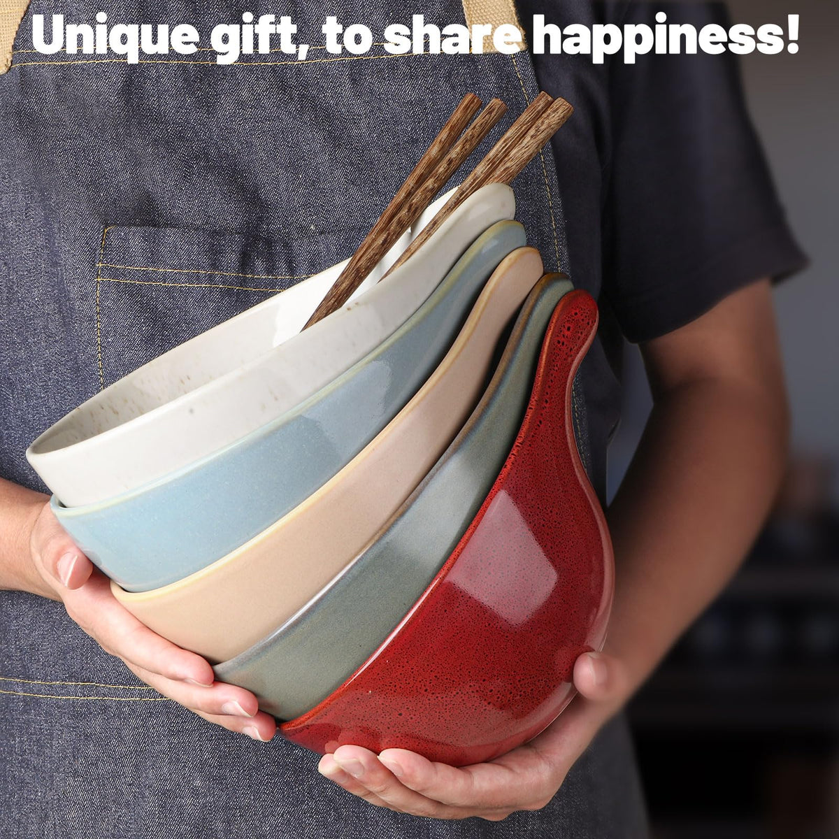 42oz Ceramic Ramen Bowl Set of 4 H4105