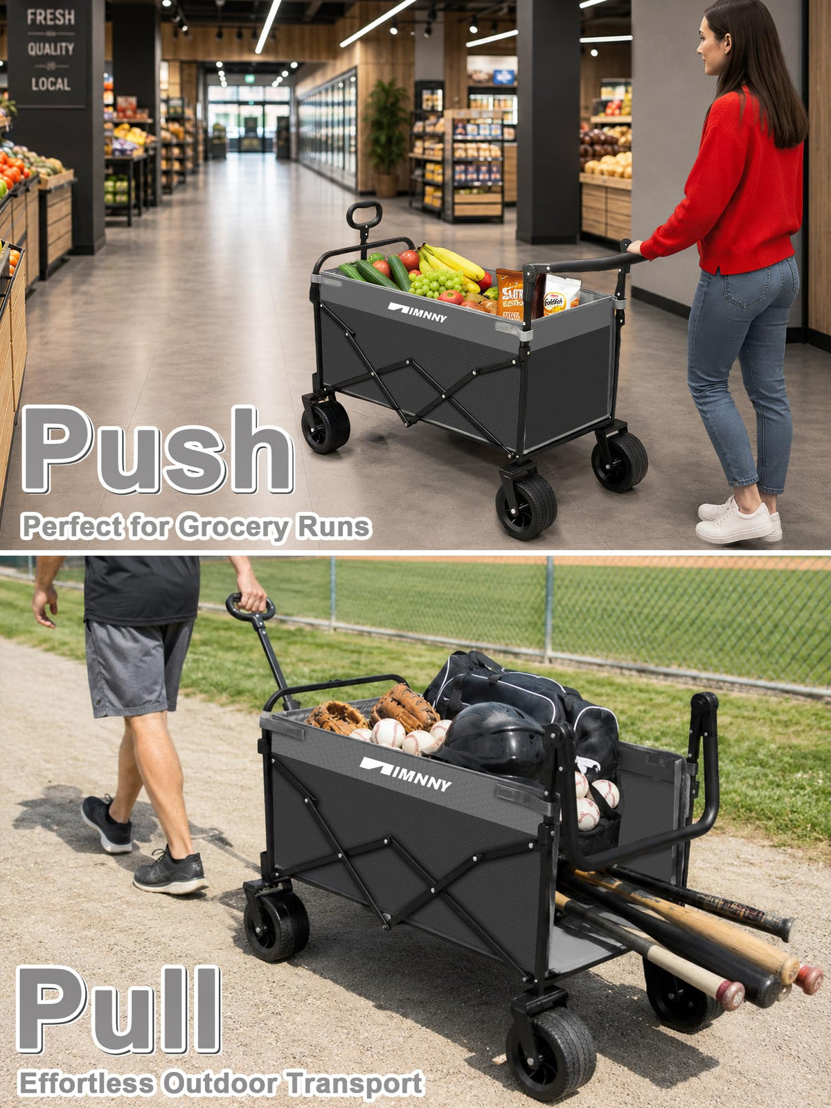 Collapsible Wagon with Canopy Black X8691