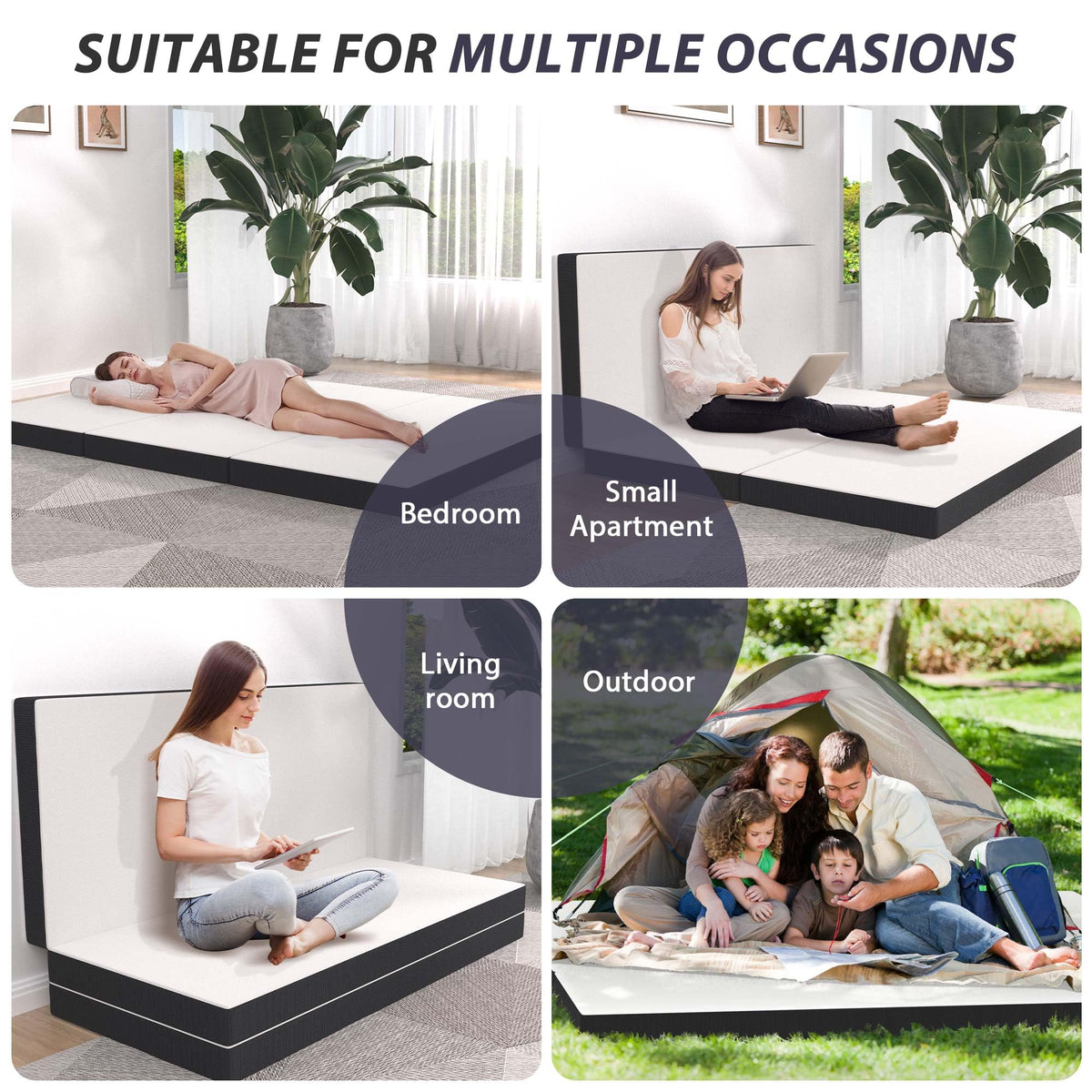 Tri-Fold Gel Memory Foam Mattress with Washable Cover, 3 Inch Queen W8666