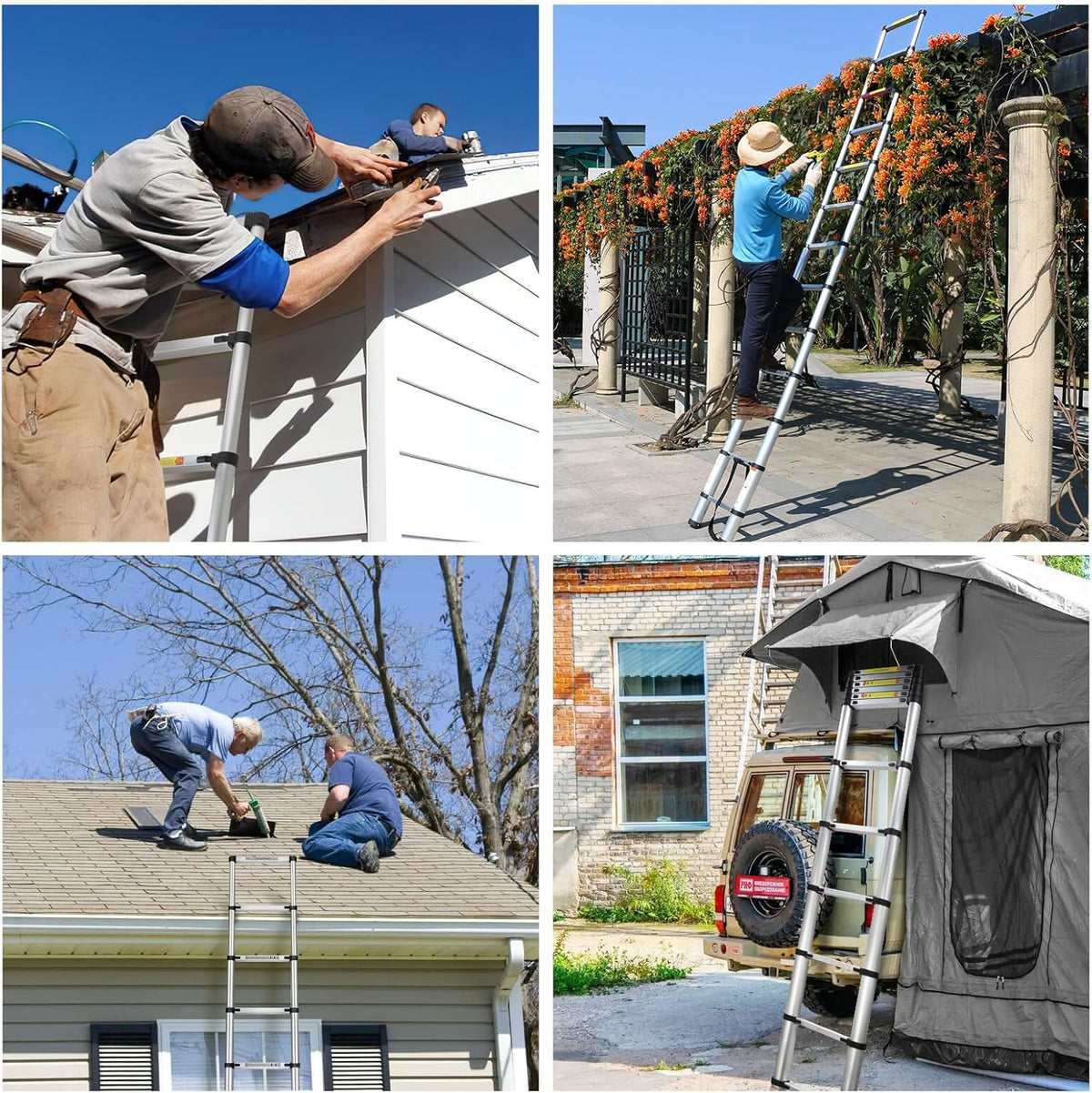 16.5FT Aluminum Telescoping Ladder 300 lbs E273995