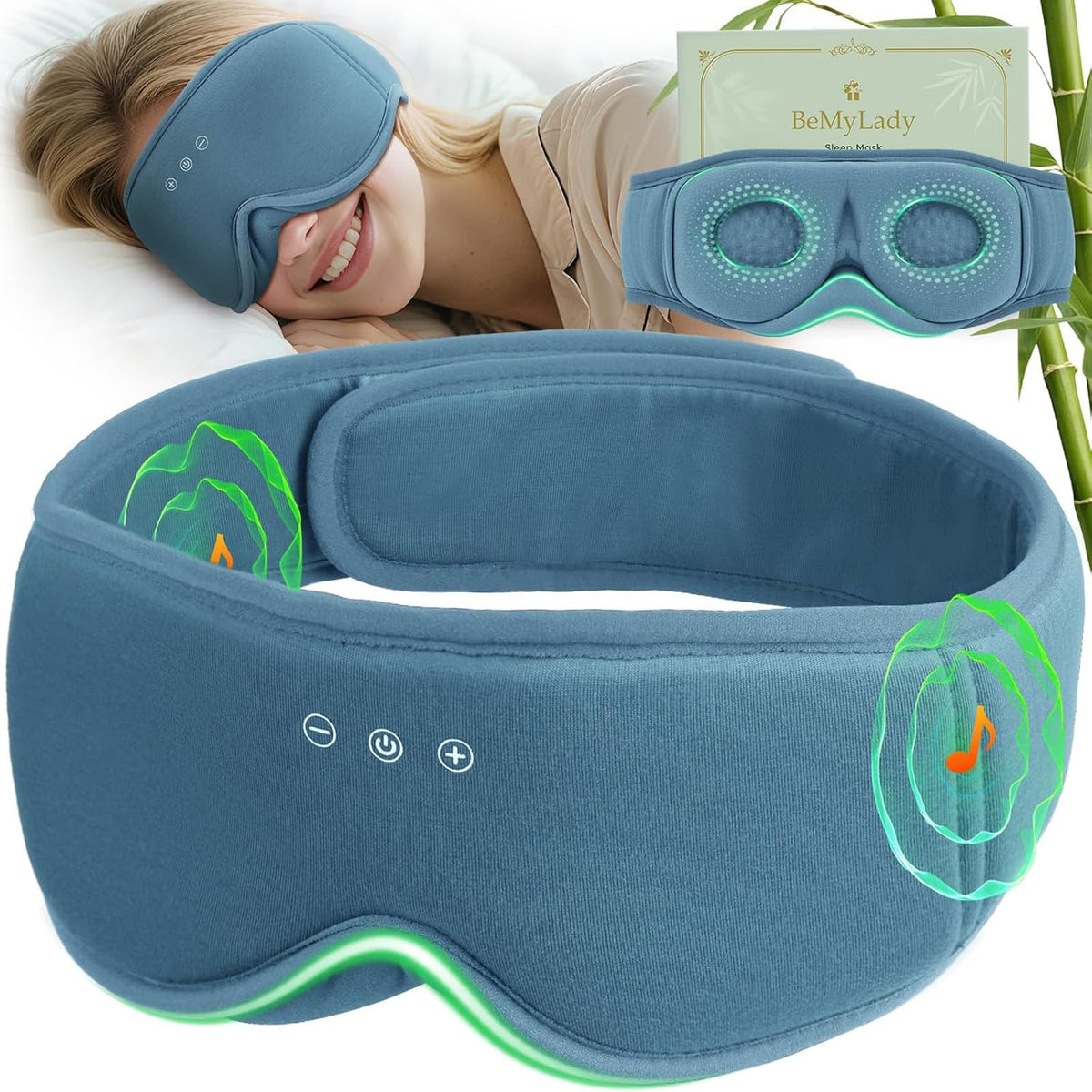 Bamboo Cotton Sleep Mask with Bluetooth Headphone U702