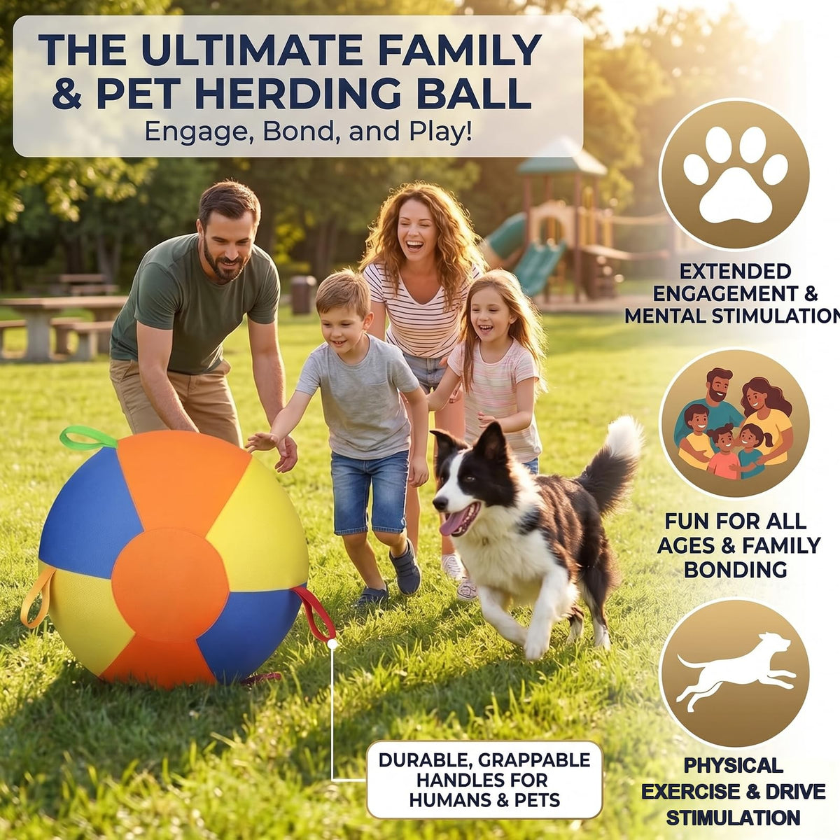 Inflatable Dog Ball with Handle Cover & Pump 18in U127