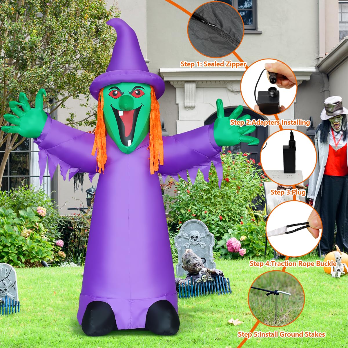 8FT Purple Halloween Inflatables with LEDs D953170