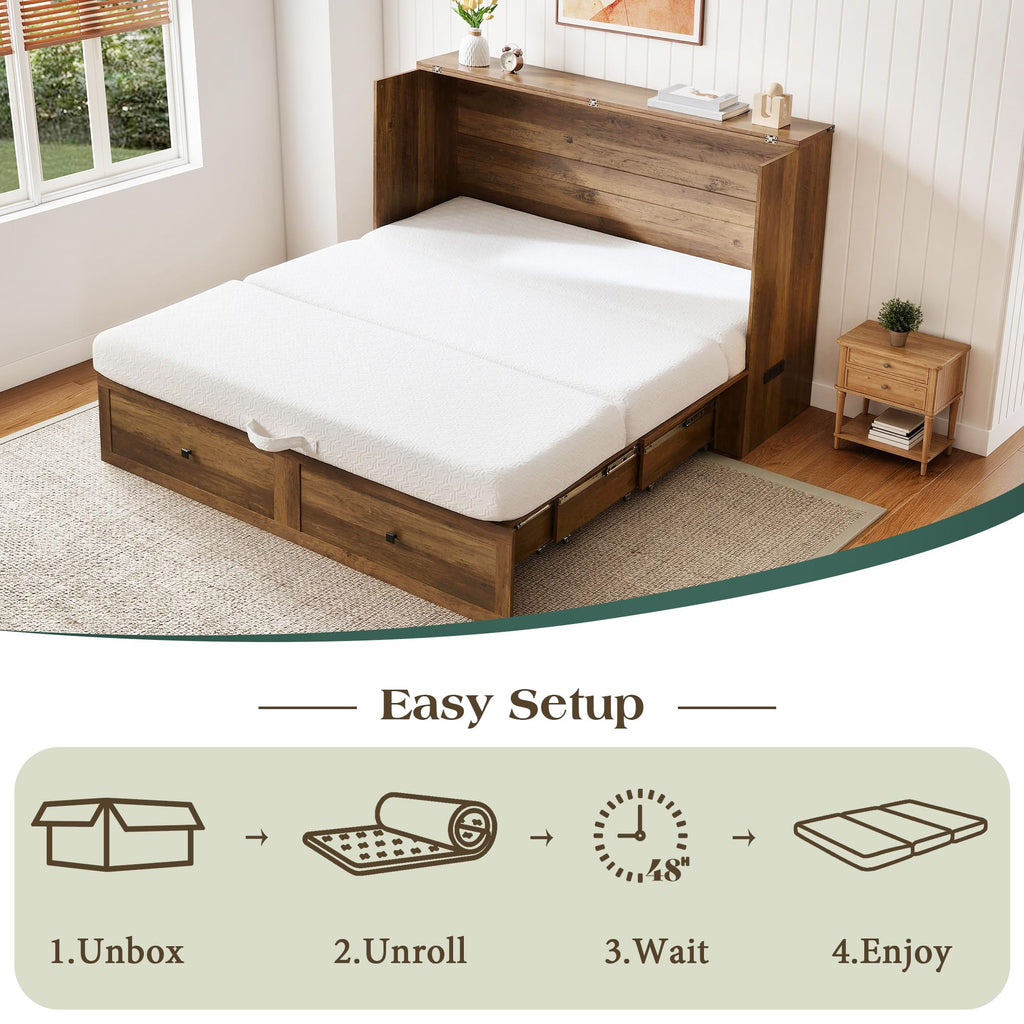 Queen Foldable Memory Foam Mattress with Cooling Gel Z281044