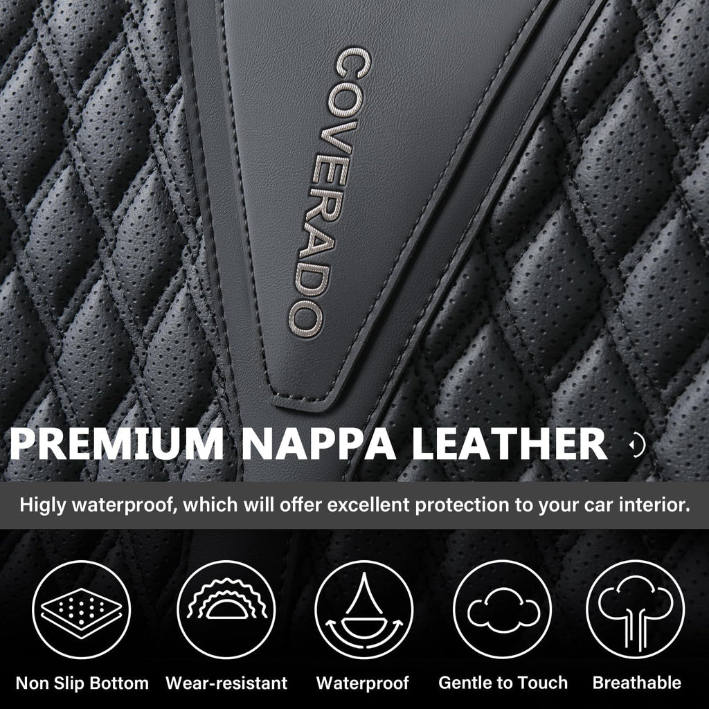 Black 5 Seats Nappa Leather Car Seat Covers Full Set V591
