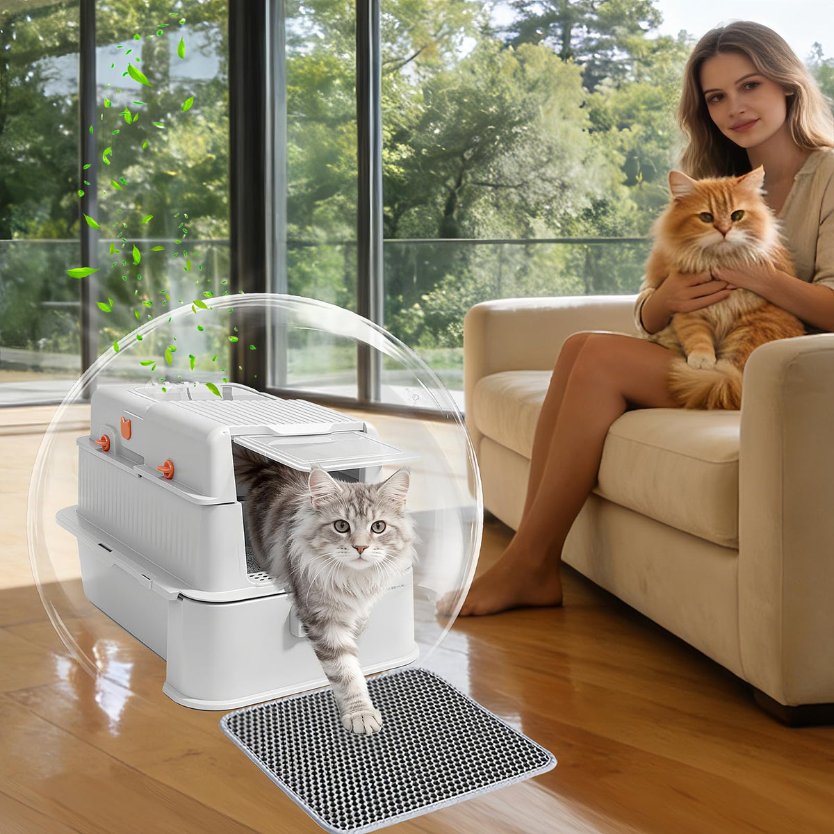 Enclosed Stainless Steel Cat Litter Box with Drawer R273017