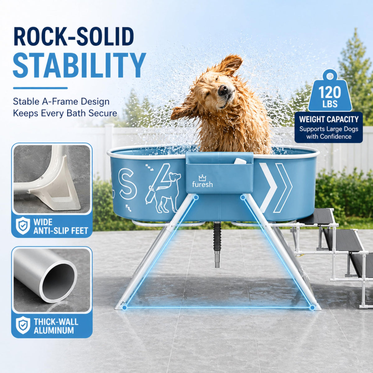 Foldable Dog Washing Station with Stairs M762572