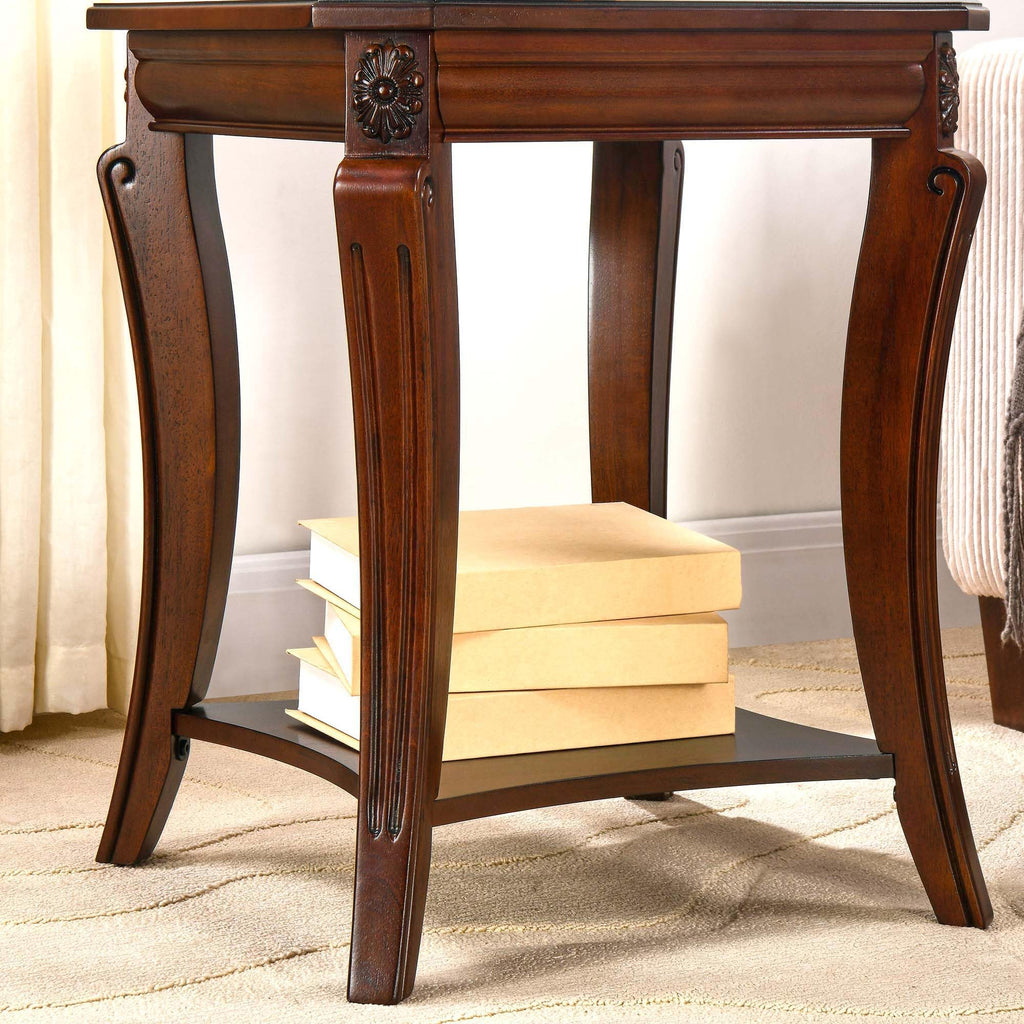 Vintage Wood End Table with Storage Shelf J3917