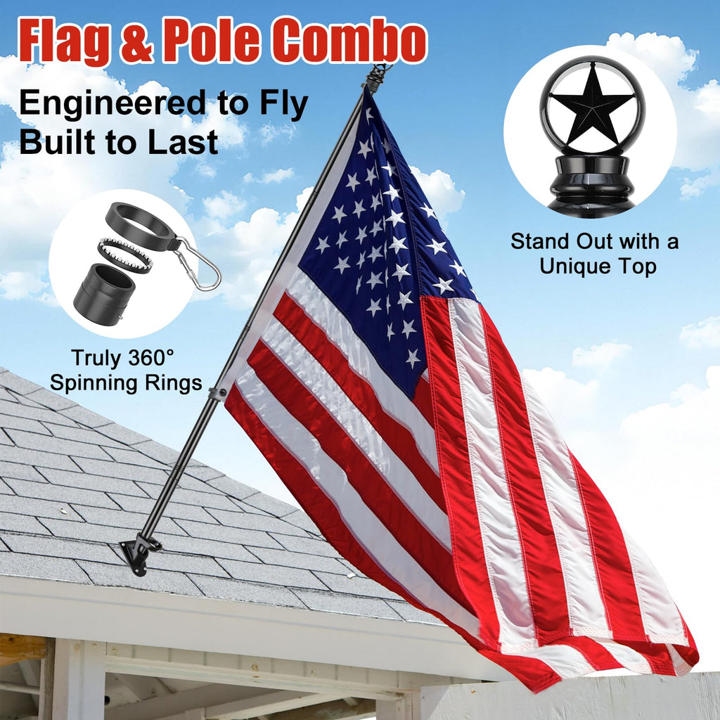 5ft Stainless Steel Flagpole with 3x5 Embroidered US Flag S205175