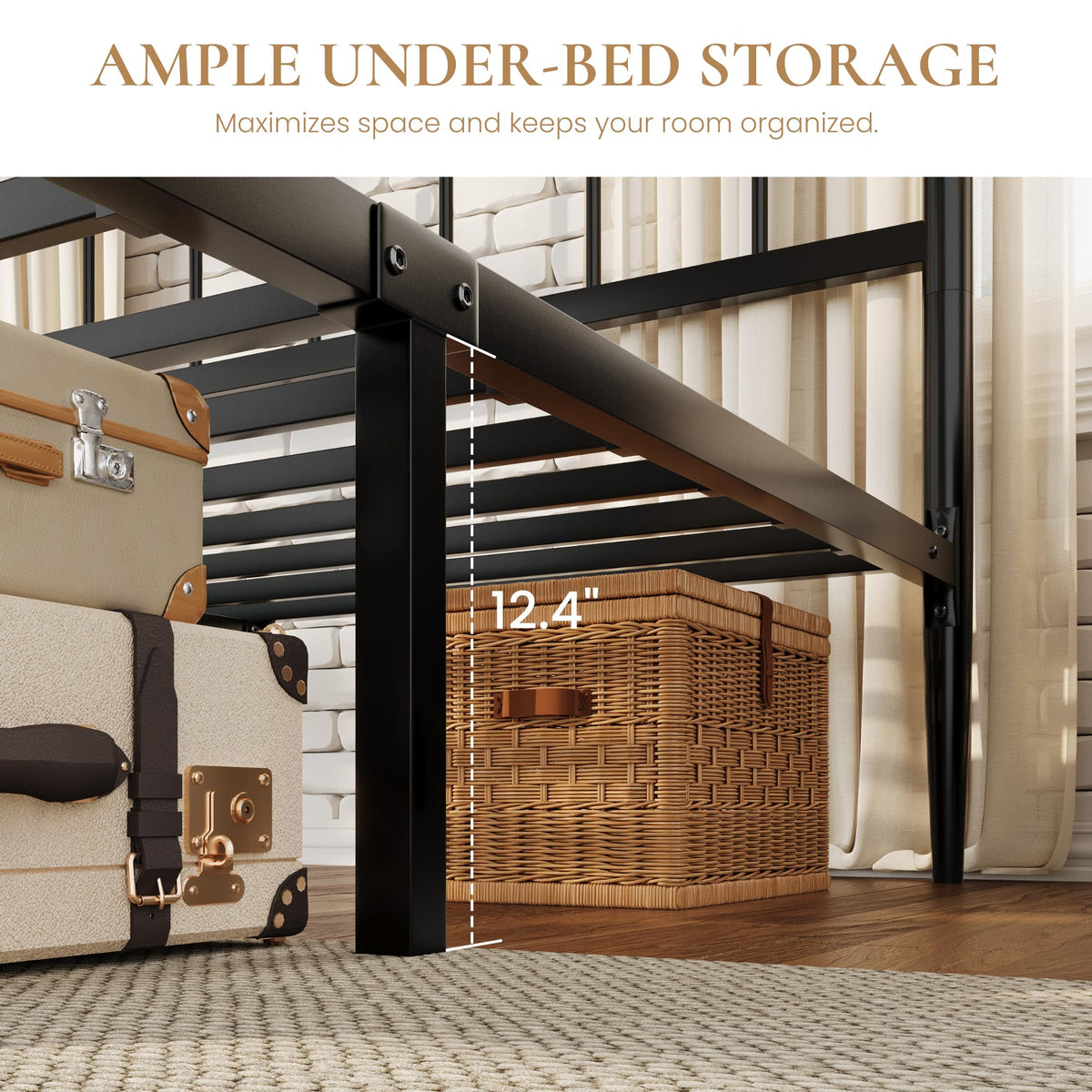 Full Size Black Metal Platform Bed Frame A8685