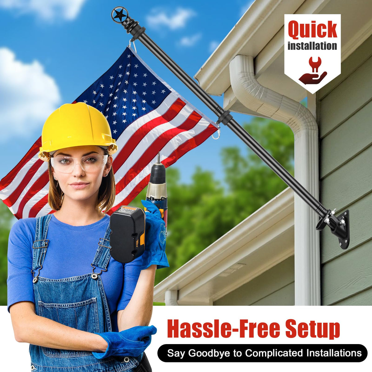 5ft Stainless Steel Flagpole with 3x5 Embroidered US Flag S205175