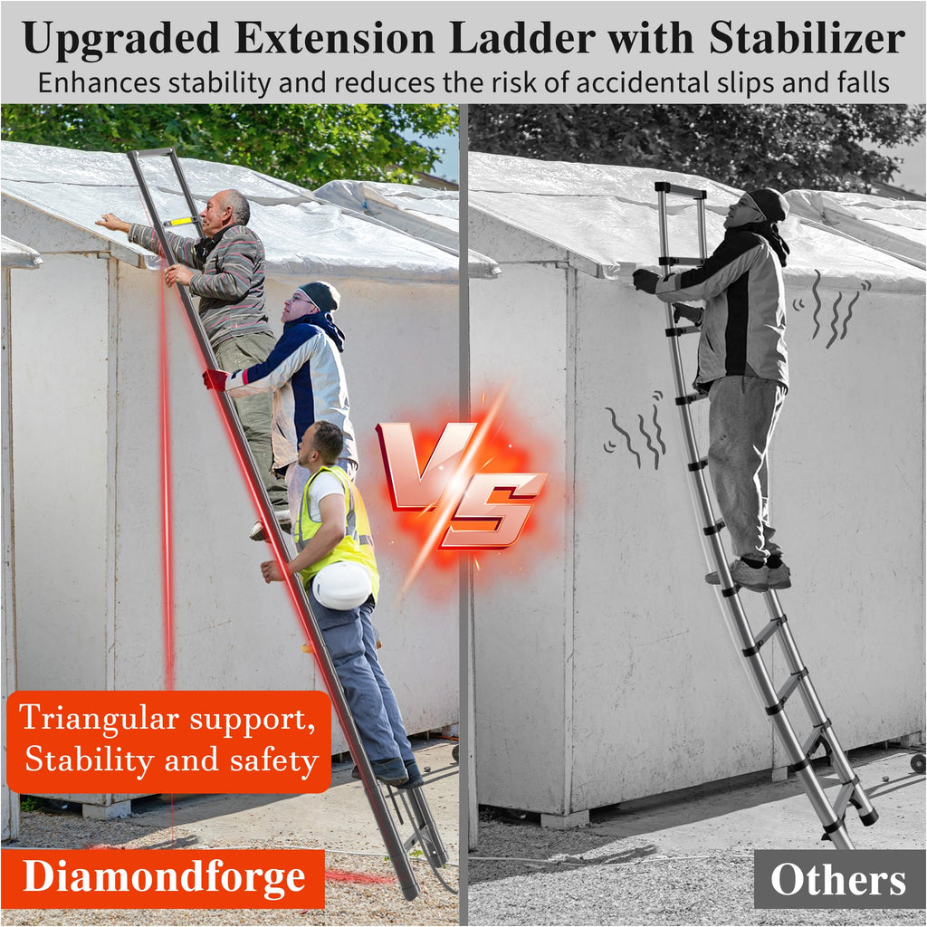 10.5 FT Aluminum Telescoping Ladder 330 Lbs O834