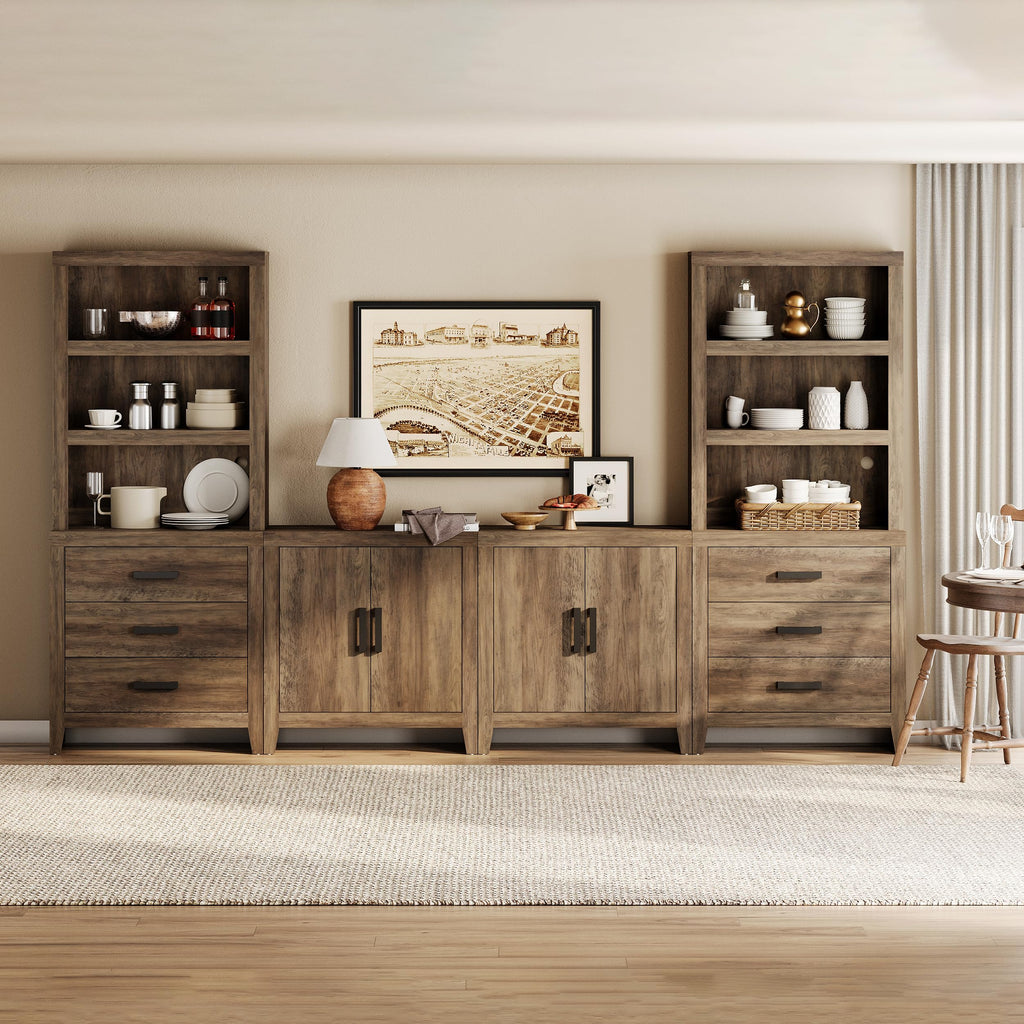 Brown Wood Entertainment Center with Bookshelves O945835