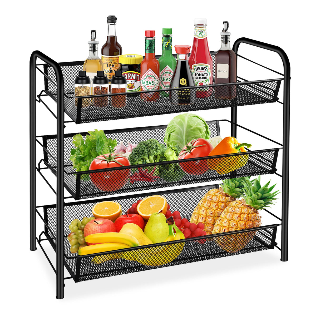 3 Tier Rectangular Metal Fruit Basket Y97872