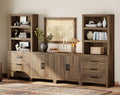 Brown Wood Entertainment Center with Bookshelves O945835