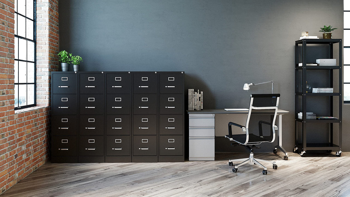 4 Drawer Letter Width Vertical File Cabinet Black Y344584