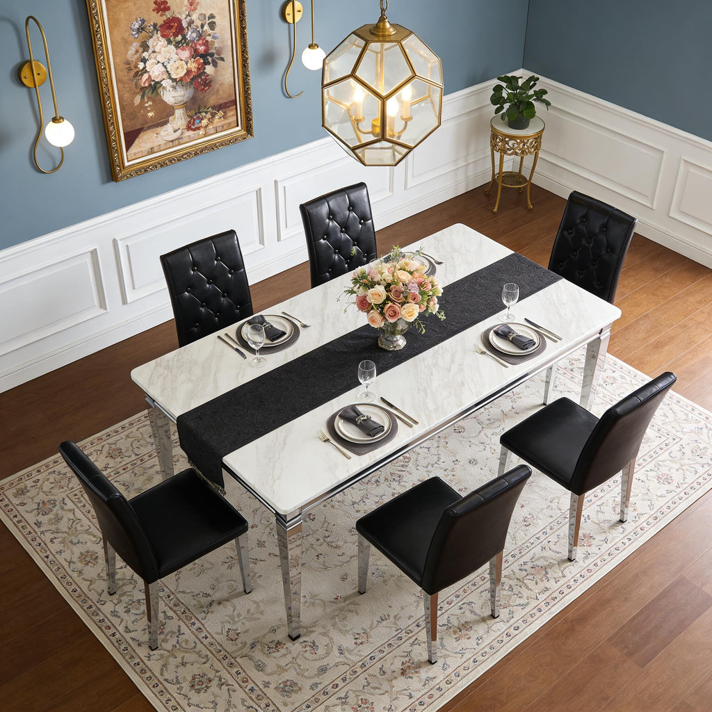 Black Upholstered Dining Chairs Set of 4 with Silver Metal Legs Z759