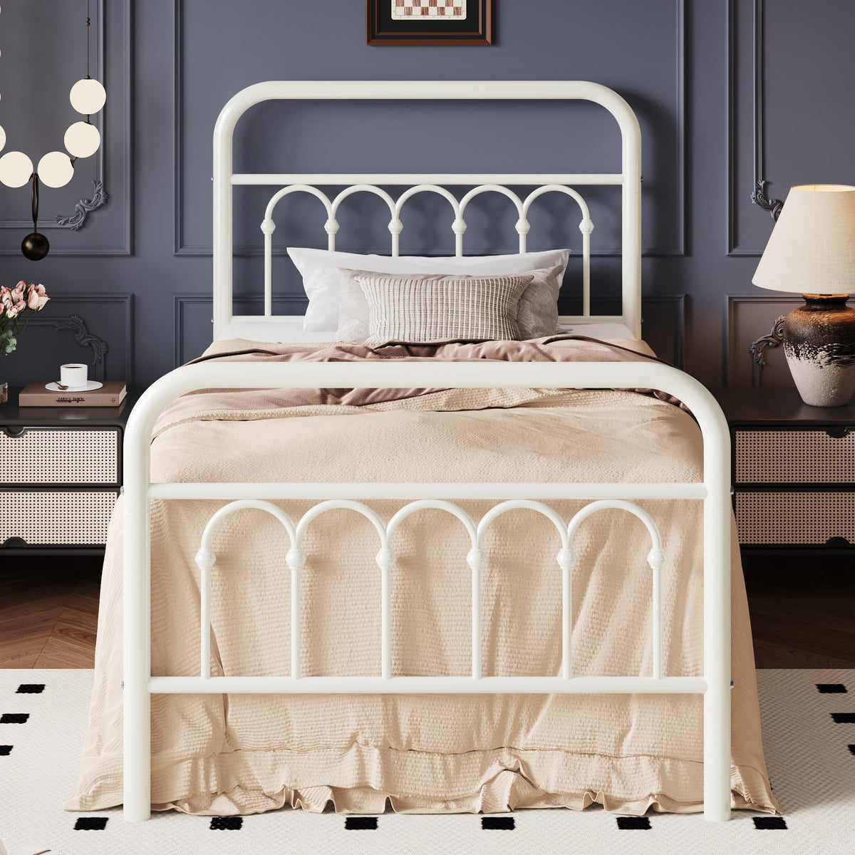 Twin Size Metal Platform Bed Frame with Headboard S68558