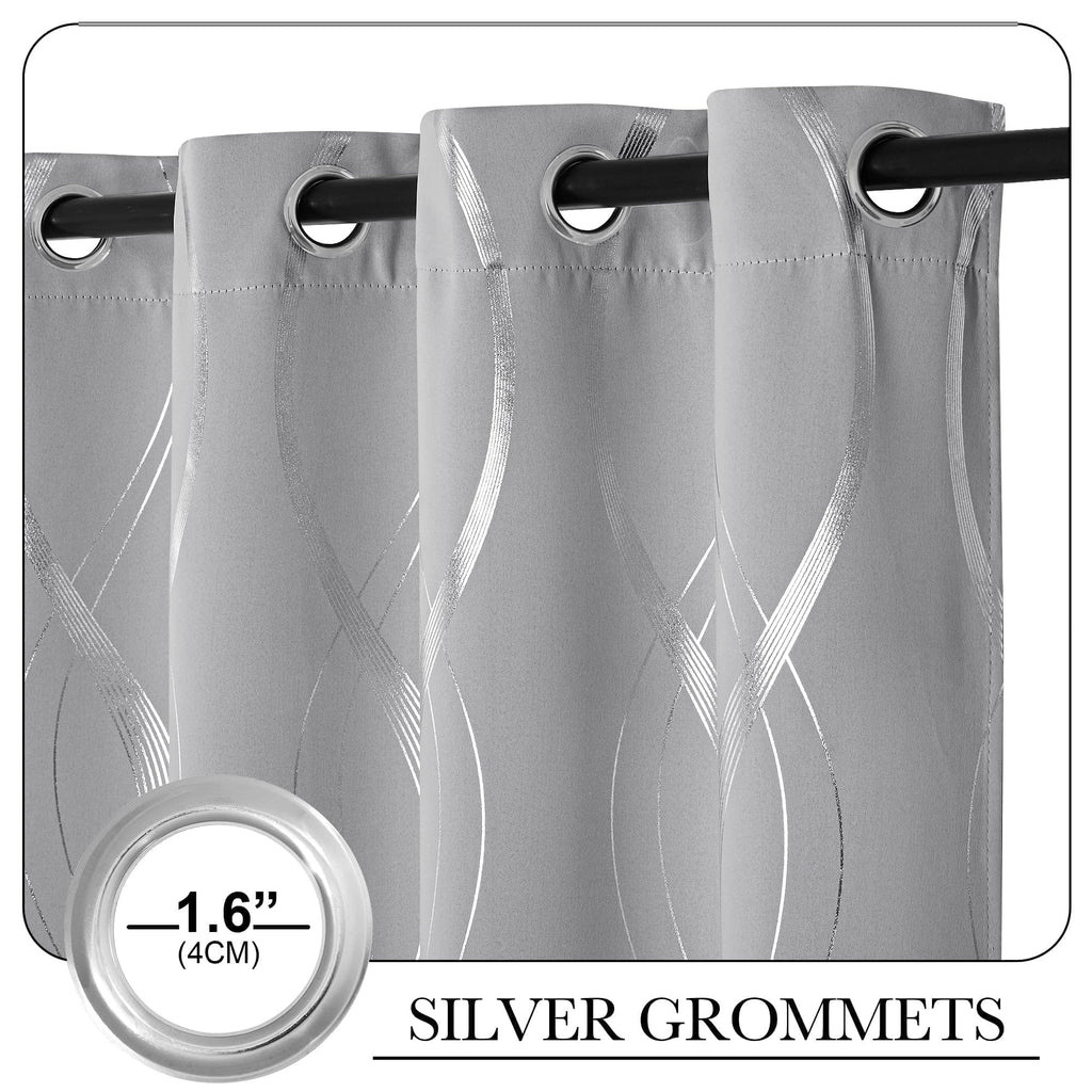Silver Grey Pattern Curtains 52 x 84 Inch S987675