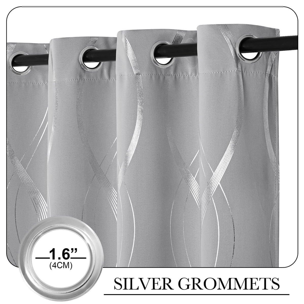 Silver Grey Pattern Curtains 52 x 84 Inch S987675