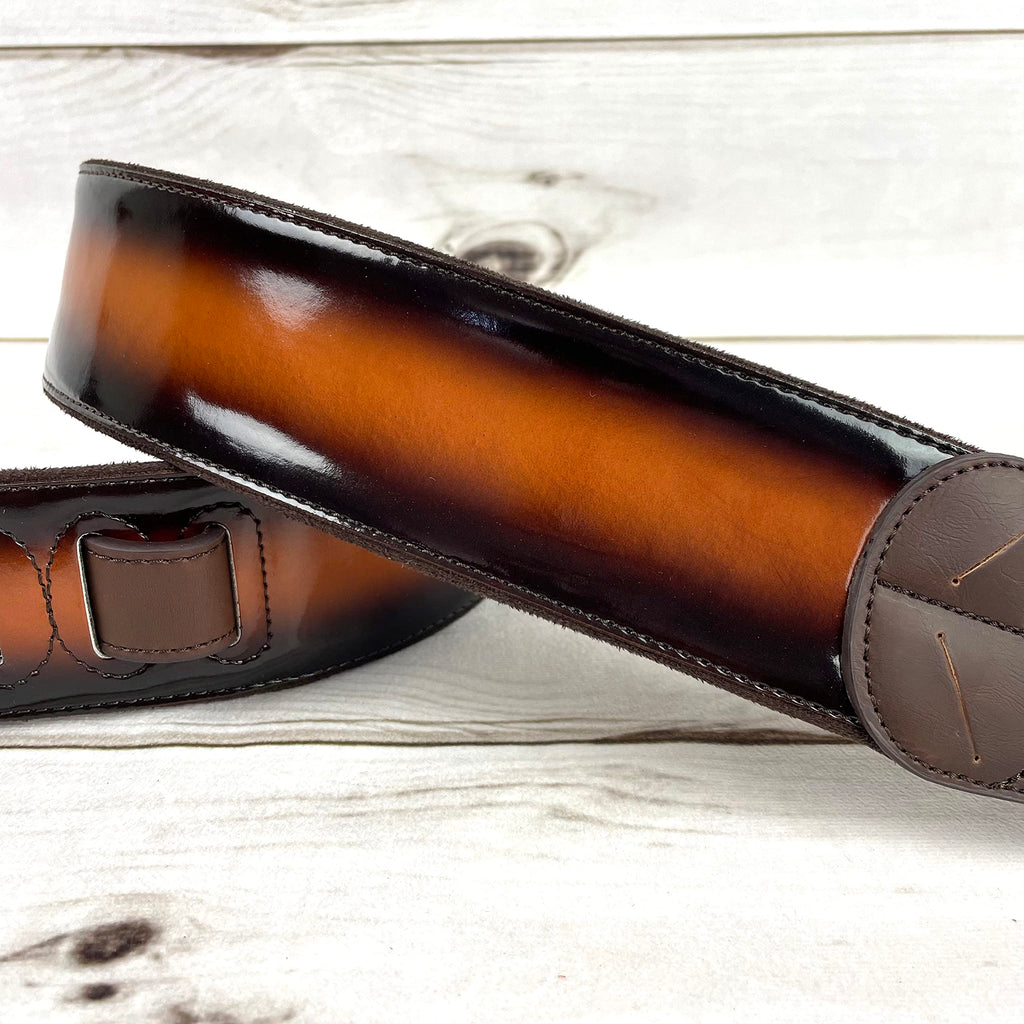 Sunburst Finish Guitar Strap with Pick Pockets & Padded Velour Back D1829
