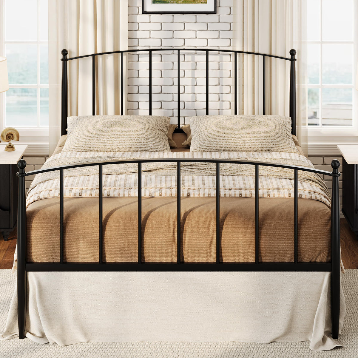 Full Size Black Metal Platform Bed Frame A8685